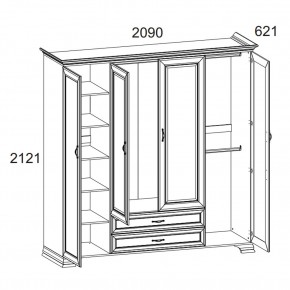 Шкаф 4D2S Z, TIFFANY, цвет вудлайн кремовый в Камышлове - kamyshlov.mebel24.online | фото 1