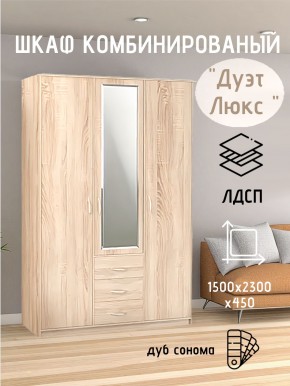 Шкаф комбинированный Дуэт Люкс с зеркалом в Камышлове - kamyshlov.mebel24.online | фото 1