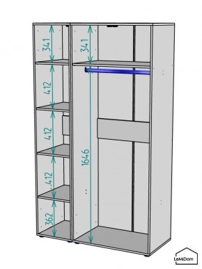 Шкаф Linnea MHR-3-1 2050х1200х510 (Графит-М 11.1.25) в Камышлове - kamyshlov.mebel24.online | фото 3
