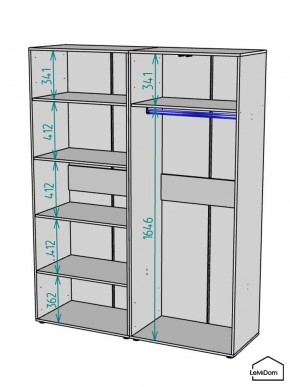 Шкаф Linnea MHR-4-1 2050х1600х510 (Графит-М 11.1.25) в Камышлове - kamyshlov.mebel24.online | фото 3