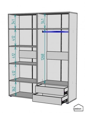 Шкаф Linnea MHR-4-2 2050х1600х510 (Графит-М 11.1.25) в Камышлове - kamyshlov.mebel24.online | фото 3