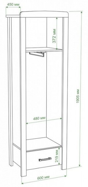 Шкаф платяной Бартоло Ш1Д в Камышлове - kamyshlov.mebel24.online | фото 2