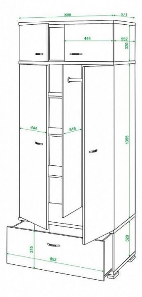 Шкаф платяной Домино КС-20 в Камышлове - kamyshlov.mebel24.online | фото 3