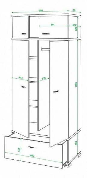 Шкаф платяной Домино КС-20 в Камышлове - kamyshlov.mebel24.online | фото 3