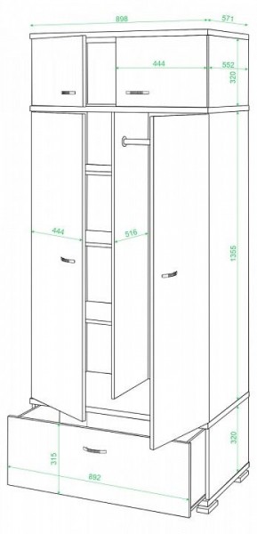 Шкаф платяной Домино КС-20 в Камышлове - kamyshlov.mebel24.online | фото 2