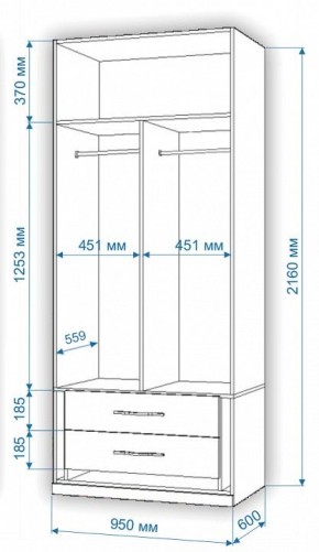 Шкаф платяной Нобиле Пл-95/60 в Камышлове - kamyshlov.mebel24.online | фото 2