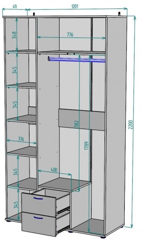 Шкаф с зеркалом Ольга H54_M в Камышлове - kamyshlov.mebel24.online | фото 2