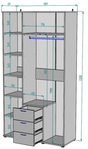 Шкаф с зеркалом Ольга H57_M в Камышлове - kamyshlov.mebel24.online | фото 2