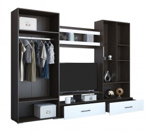 Стенка Ненси 1 (Венге/Белый глянец) в Камышлове - kamyshlov.mebel24.online | фото 3