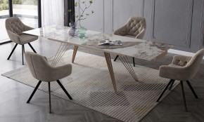 Стол ACERRA NEW 160 GLOSS LUXURY PANDORA SOLID CERAMIC/ каркас цвета шампань, ®DISAUR в Камышлове - kamyshlov.mebel24.online | фото 3