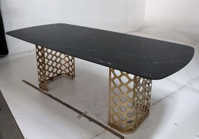 Стол CHIAVARI 220 KL-116 Черный мрамор матовый, итальянская керамика / бронзовый, ®DISAUR в Камышлове - kamyshlov.mebel24.online | фото 4