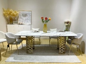 Стол CHIAVARI 220 KL-188 Контрастный мрамор матовый, итальянская керамика / Шампань, ®DISAUR в Камышлове - kamyshlov.mebel24.online | фото 2