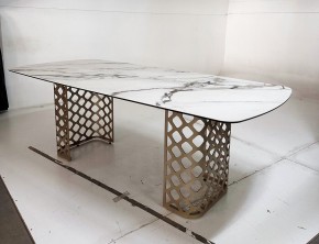 Стол CHIAVARI 220 KL-188 Контрастный мрамор матовый, итальянская керамика / Шампань, ®DISAUR в Камышлове - kamyshlov.mebel24.online | фото 6