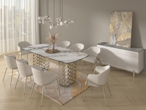 Стол CHIAVARI 220 KL-188 Контрастный мрамор матовый, итальянская керамика / Шампань, ®DISAUR в Камышлове - kamyshlov.mebel24.online | фото 9