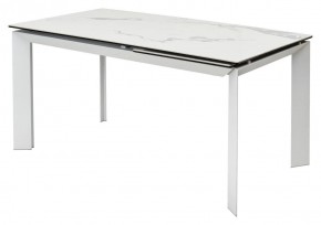 Стол CREMONA 140 HIGH GLOSS STATUARIO Белый мрамор глянцевый, керамика/ белый каркас, ®DISAUR в Камышлове - kamyshlov.mebel24.online | фото 1
