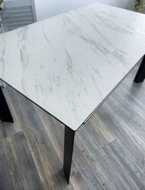 Стол CREMONA 180 KL-99 Белый мрамор матовый, итальянская керамика / черный каркас, ®DISAUR в Камышлове - kamyshlov.mebel24.online | фото 2