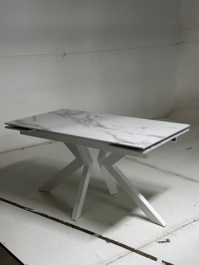 Стол Кентукки 3 140 БЕЛЫЙ МРАМОР, стекло / БЕЛЫЙ, М-City в Камышлове - kamyshlov.mebel24.online | фото 4
