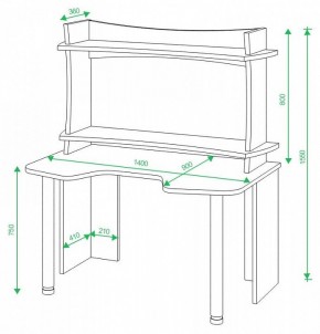 Стол компьютерный Домино lite СКЛ-Игр140 в Камышлове - kamyshlov.mebel24.online | фото 2