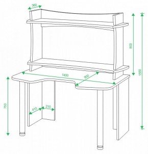 Стол компьютерный Домино Lite СКЛ-Игр140+НКИЛ140ВЛ в Камышлове - kamyshlov.mebel24.online | фото 2