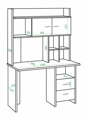 Стол компьютерный Домино Lite СКЛ-Прям120+НКЛХ-120 в Камышлове - kamyshlov.mebel24.online | фото 2
