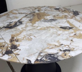 Стол TERAMO 135 GLOSS GRAND JADE SOLID CERAMIC, керамика, поворотн.механизм / Черный каркас, ®DISAUR в Камышлове - kamyshlov.mebel24.online | фото 4