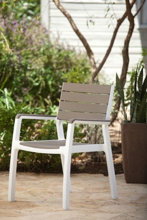 Стул c подлокотниками Гармония (Harmony armchair) белый-капучино в Камышлове - kamyshlov.mebel24.online | фото 1