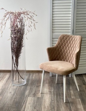 Стул HERMAN 360 град. БЕЖЕВЫЙ #5, велюр / белый каркас М-City в Камышлове - kamyshlov.mebel24.online | фото 3