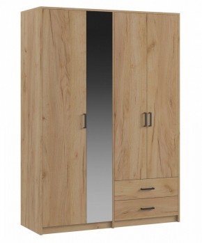 СВЕТЛАНА LOFT Шкаф 4 двери с зеркалом (дуб золотой) в Камышлове - kamyshlov.mebel24.online | фото