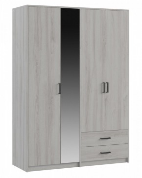 СВЕТЛАНА LOFT Шкаф 4 двери с зеркалом (сосна белая loft) в Камышлове - kamyshlov.mebel24.online | фото