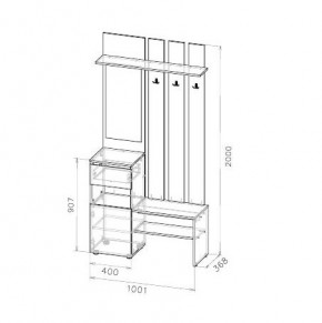 Токио Вешалка с зеркалом в Камышлове - kamyshlov.mebel24.online | фото 3