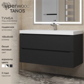 Тумба под раковину Uperwood Tanos 100 см, подвесная, черная матовая в Камышлове - kamyshlov.mebel24.online | фото 3