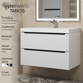 Тумба под раковину Uperwood Tanos 80 см, подвесная, белая/графит в Камышлове - kamyshlov.mebel24.online | фото 3