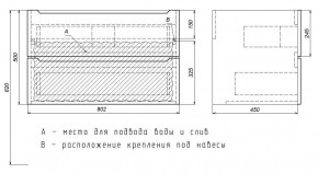 Тумба под раковину Uperwood Tanos 80 см, подвесная, белая/графит в Камышлове - kamyshlov.mebel24.online | фото 7