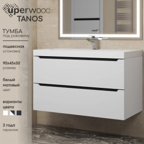Тумба под раковину Uperwood Tanos 90 см, подвесная, белая/графит в Камышлове - kamyshlov.mebel24.online | фото 3