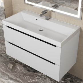 Тумба под раковину Uperwood Tanos 90 см, подвесная, белая/графит в Камышлове - kamyshlov.mebel24.online | фото 9